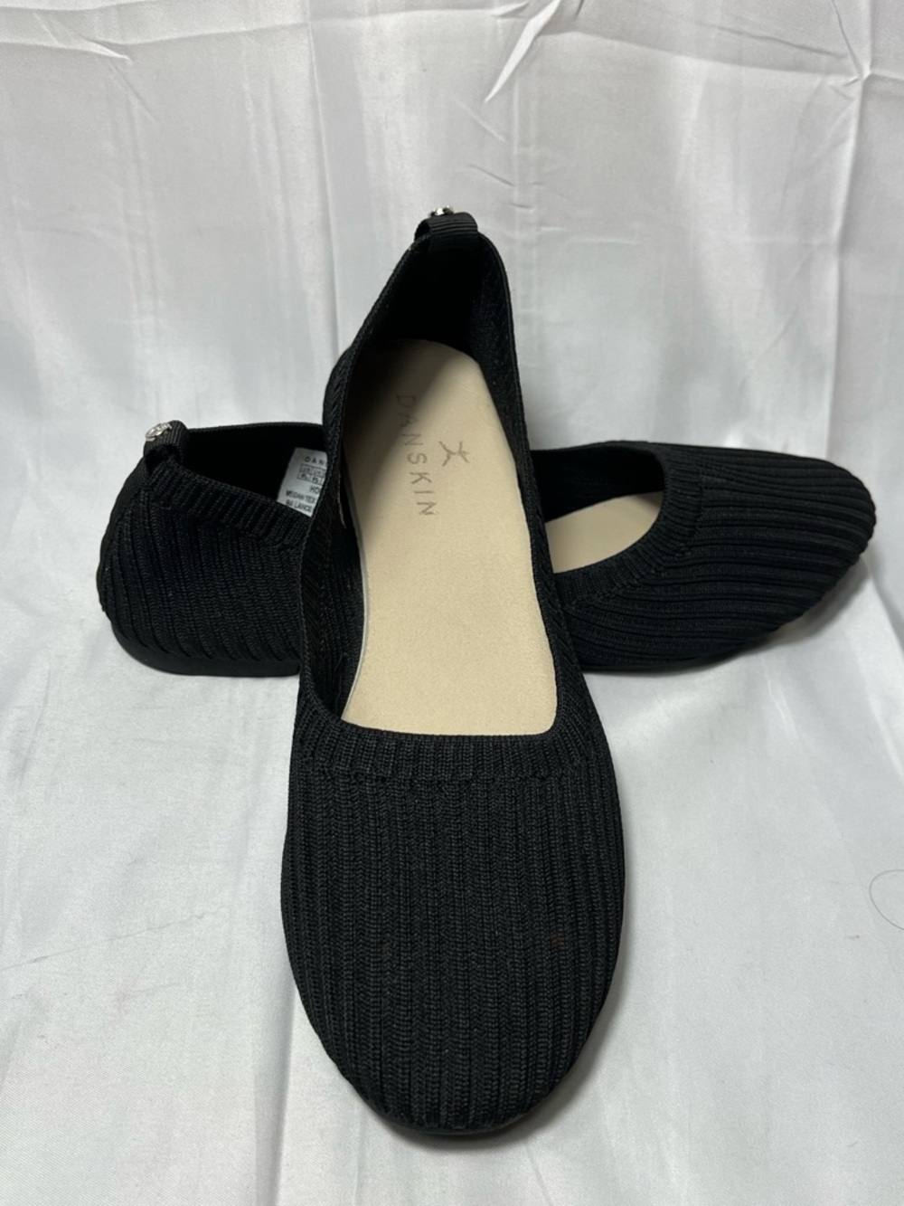 DANSKIN Black Hope Memory Foam Knit Ballet Flats Sz 8.5